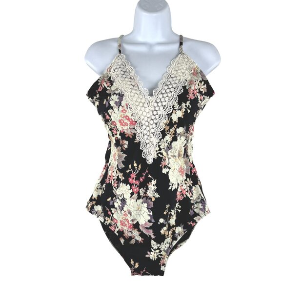 Sundance‎ One Piece Swimsuit Womens Large Lace Floral Boho NWOT SW-2023 - Picture 1 of 10